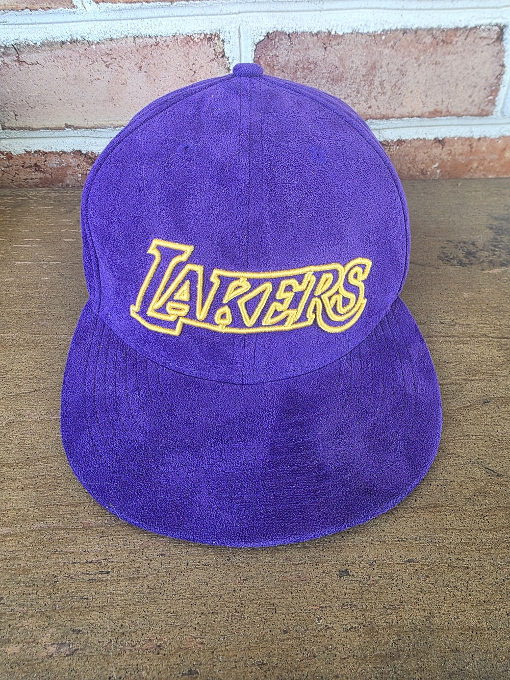 Los Angeles Lakers Purple Suede Snapback Hat with Yellow Logo